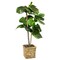 LCG Sales 38" Green and Brown Mini Fiddle Leaf Fig Artificial Tree in Basket